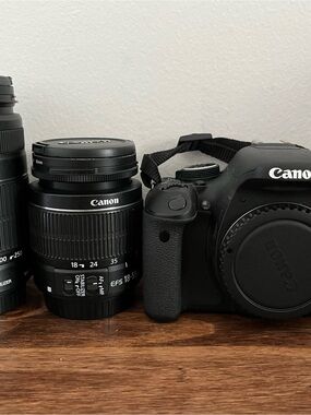 Canon EOS 600D DSLR Camera Body with Two Black Lenses